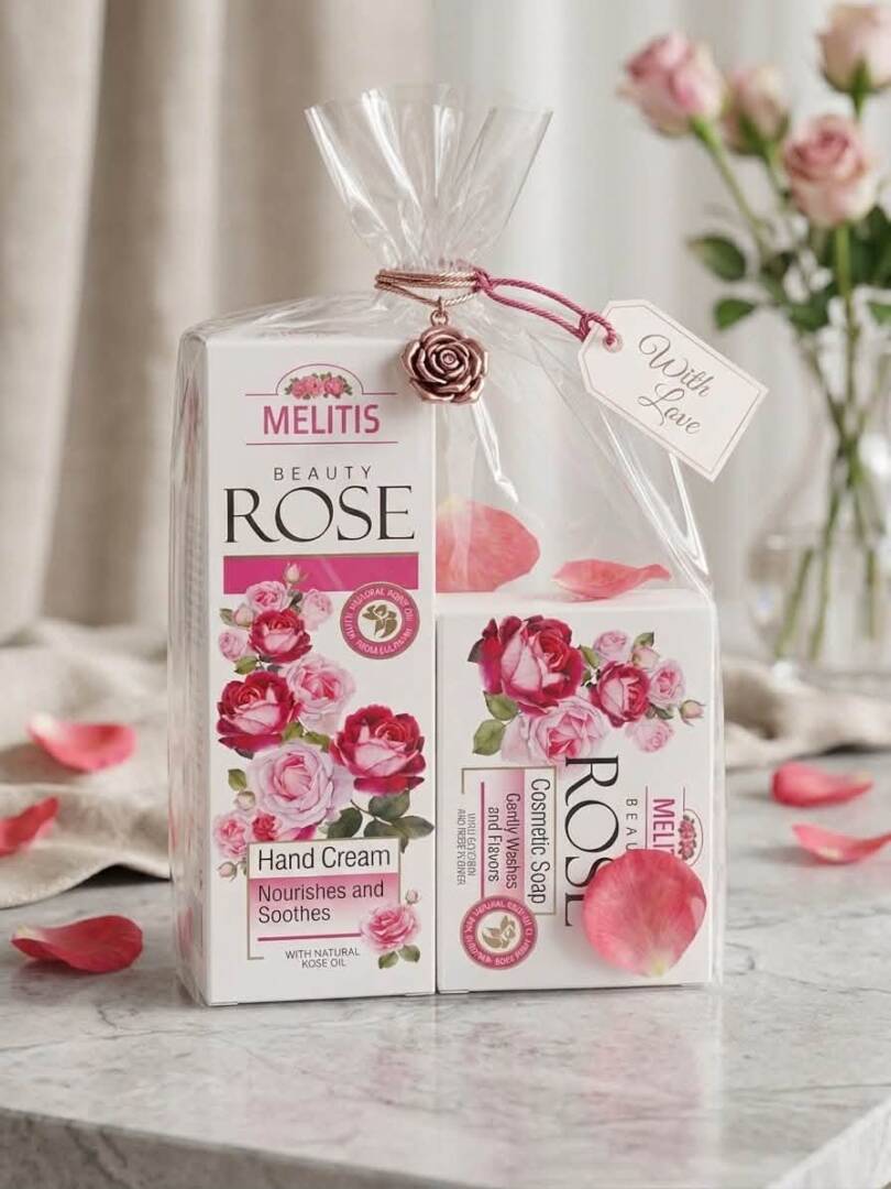 MELITIS Beauty Rose Gift Set – Hand Cream & Cosmetic Soap