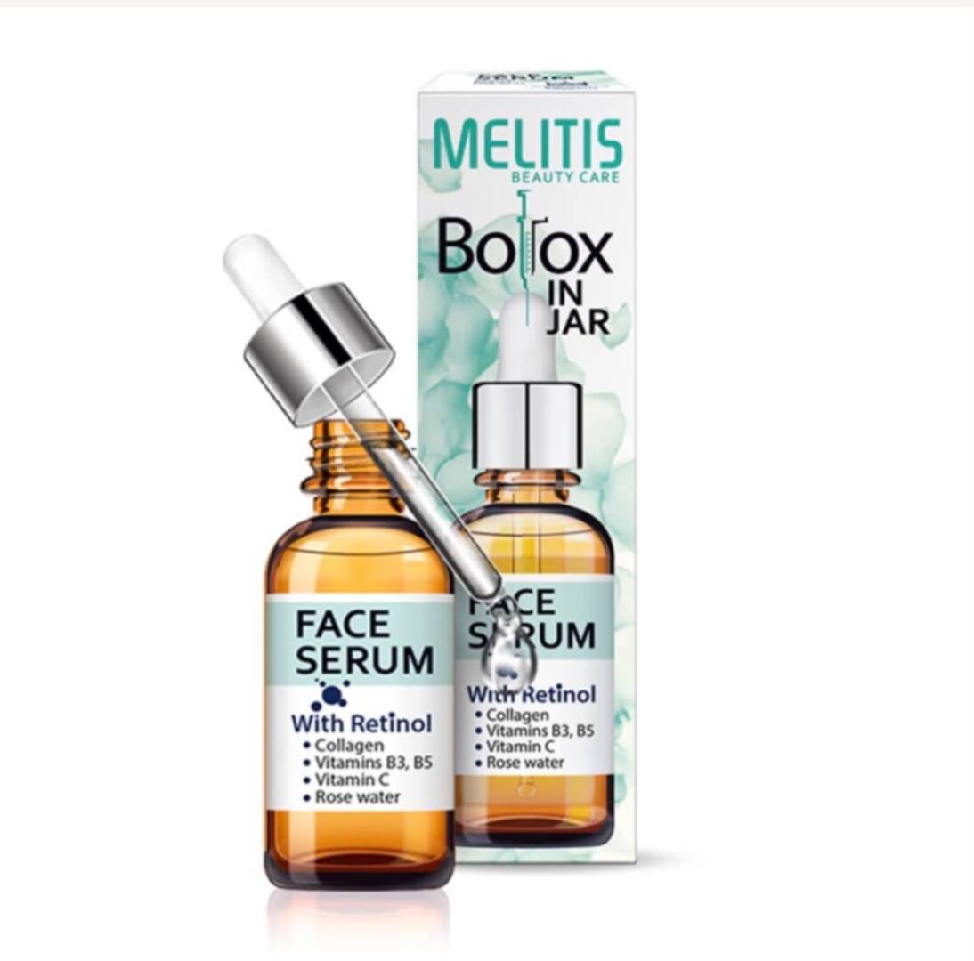 Серум за лице Melitis Beauty Care „BoTox IN JAR“ с Ретинол, колаген, витамини и розова вода – 20 мл