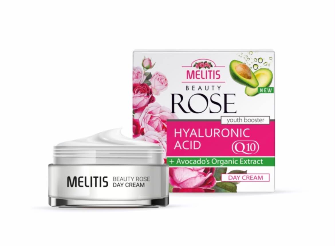Дневен крем за лице „Melitis Beauty Rose“ с хиалуронова киселина, Q10 и натурален екстракт от авокадо 50мл.