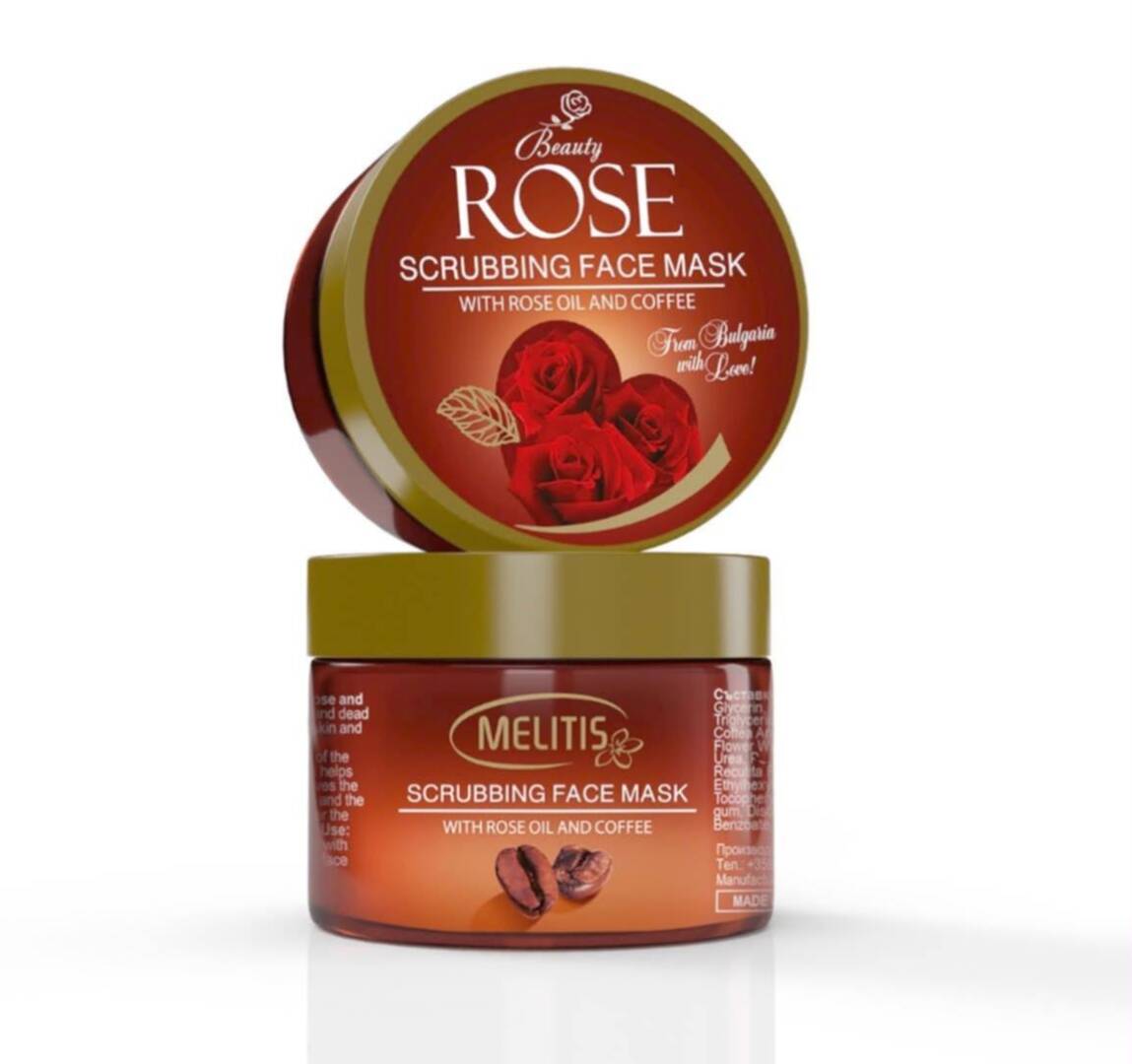 Скраб за лице „Melitis Beauty Rose“ с розово масло и кафе 100 ml